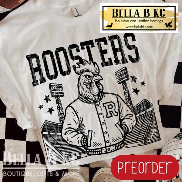 **PREORDER ONLY** Roosters Letterman Tee or Sweatshirt - 1 Week Turn Around from Date of Order