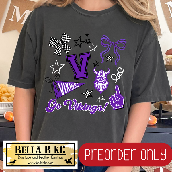 **PREORDER ONLY** Vikings Doodle Tee or Sweatshirt -  - 1 Week Turn Around from Date of Order
