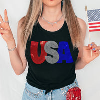 USA - Metallic Holographic Spangle Tee or Tank