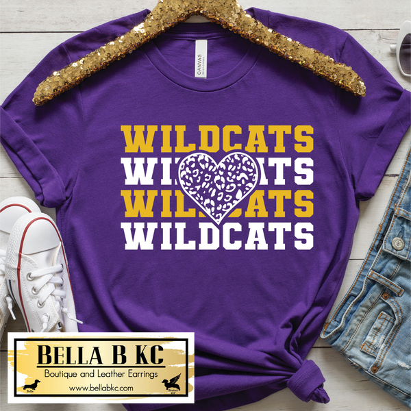 Wildcats Repeat with Heart on Purple Tee or Sweatshirt