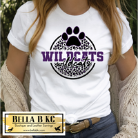 Wildcats Round Leopard Purple and Black on Tee or Sweatshirt