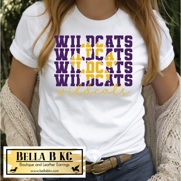 Wildcats Repeat Purple and Gold on Tee or Sweatshirt