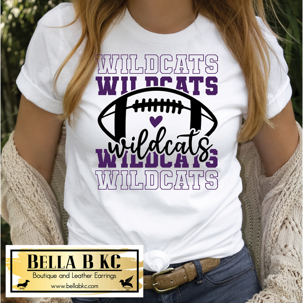 Wildcats Football Purple and Black on Tee or Sweatshirt