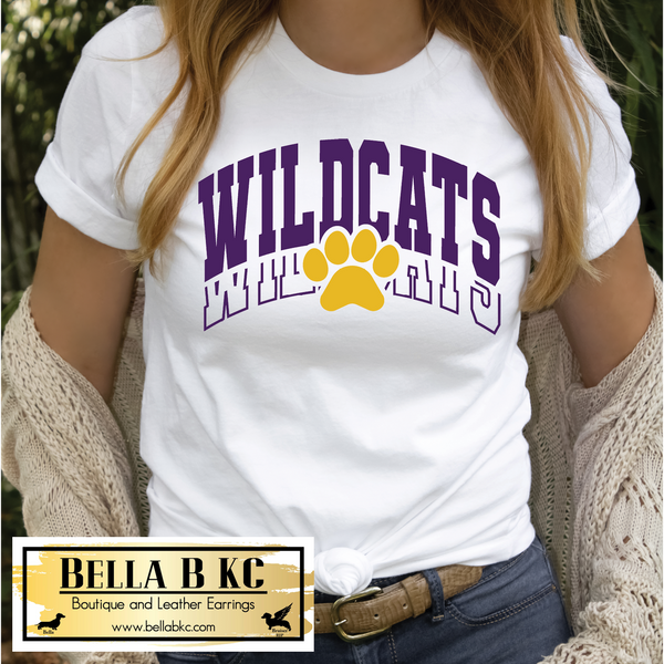 Wildcats Stacked Purple and Gold on Tee or Sweatshirt