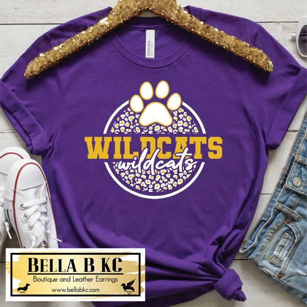 Wildcats Round Leopard on Purple Tee or Sweatshirt