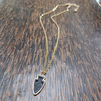 Dainty Designer Filigree Arrowhead Necklace: Yellow Gold