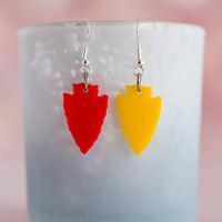 Acrylic - Petite Retro Red & Yellow Arrowhead Dangles