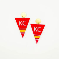 Red Kansas City Football KC Pennant Earrings