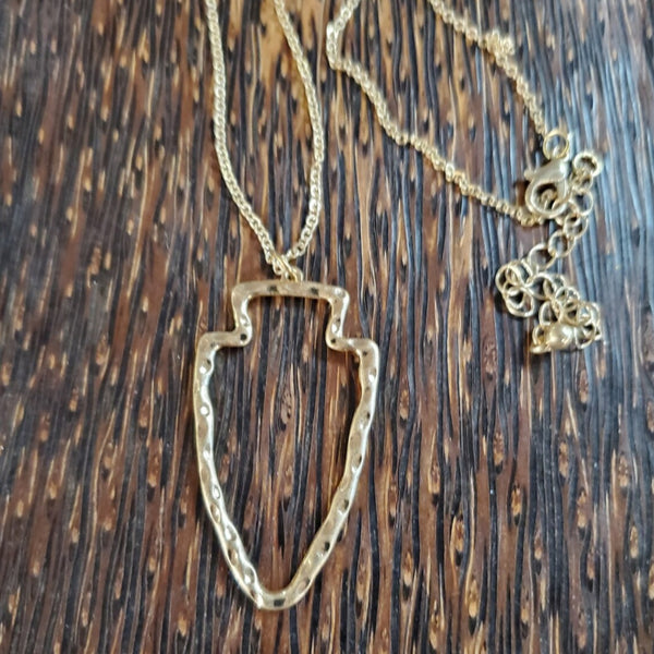 Hammered Gold Arrowhead Necklace
