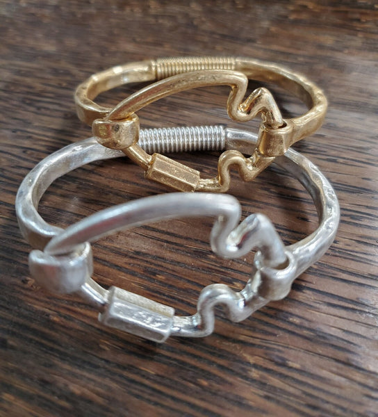 Hammered Matte Gold or Silver Arrowhead Bracelet