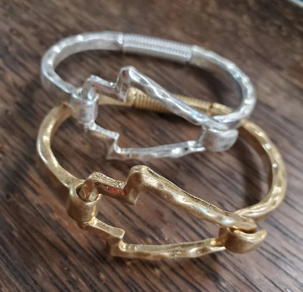 Hammered Matte Gold or Silver Arrowhead Bracelet