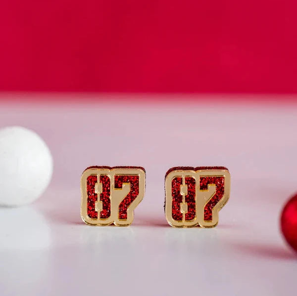 Acrylic - Red & Gold Double Layered 87 Studs