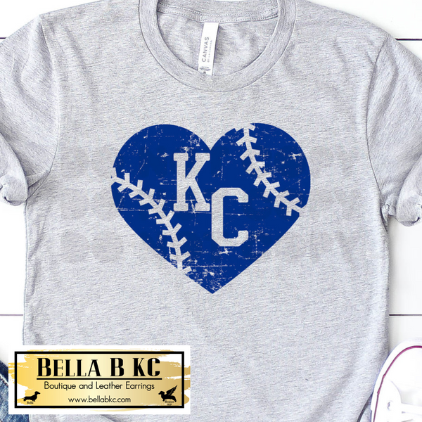 KC Baseball Blue Grunge Baseball KC Tee or Sweatshirt