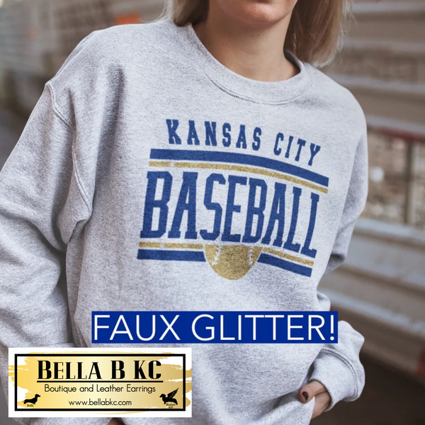 KC Baseball Faux Glitter Tee or Sweatshirt