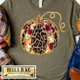 Fall - Leopard Floral Pumpkin on Tshirt or Sweatshirt