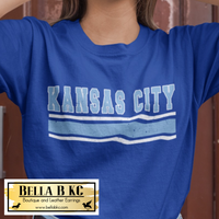 KC Baseball Kansas City Blue and White Stripes Tee or Sweatshirt on Blue