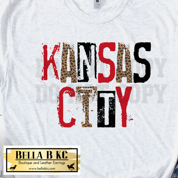 Kansas City Football Leopard Grunge Tee or Sweatshirt