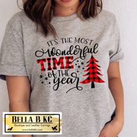 Christmas - It's the Most Wonderful Time of the Year Buffalo Plaid Tree Tee or Sweatshirt