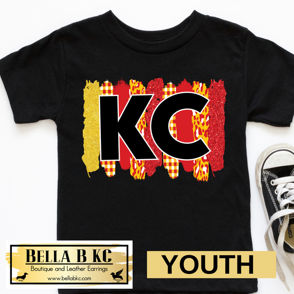 YOUTH Kansas City Football KC Red & Yellow Brushstrokes *BBKC Exclusive* Tee or Sweatshirt