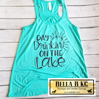 Day Drinking at the Lake on TEAL TANK TOP