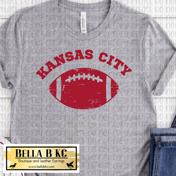 Kansas City Football Red Football Tee or Sweatshirt