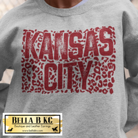 Kansas City Football Vintage Sangria Leopard Tee or Sweatshirt