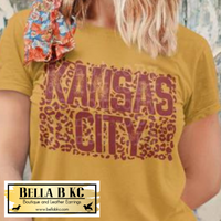 Kansas City Football Vintage Sangria Leopard Tee or Sweatshirt