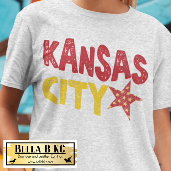 KC Football Grunge Kansas City Star Tee or Sweatshirt