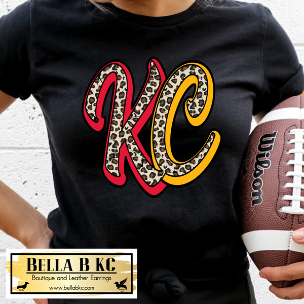 KC Football Script Leopard KC Tee or Sweatshirt