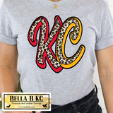 KC Football Script Leopard KC Tee or Sweatshirt