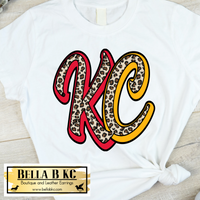 KC Football Script Leopard KC Tee or Sweatshirt