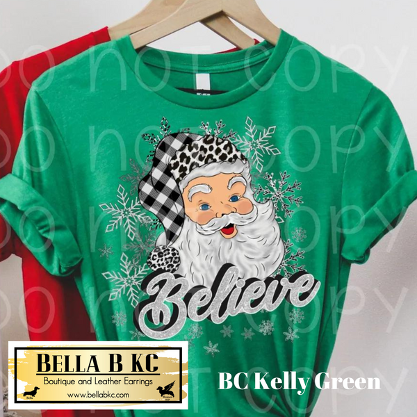 Christmas - Santa Believe Black/Silver Tee or Sweatshirt