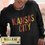 Leopard Red and Yellow Kansas City on Black Tee or Sweatshirt