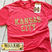 Leopard Kansas City on Red T-Shirt
