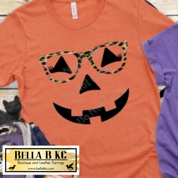 Halloween - Jack O Lantern with Leopard Glasses Tee