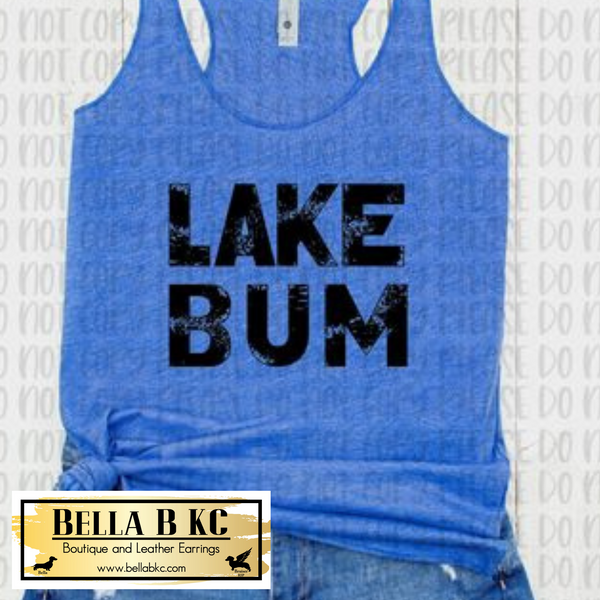Lake Bum Grunge Block Letters Tee