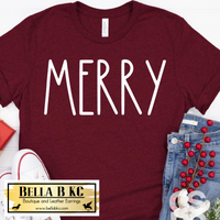 Christmas - Skinny Merry White Print Tee or Sweatshirt