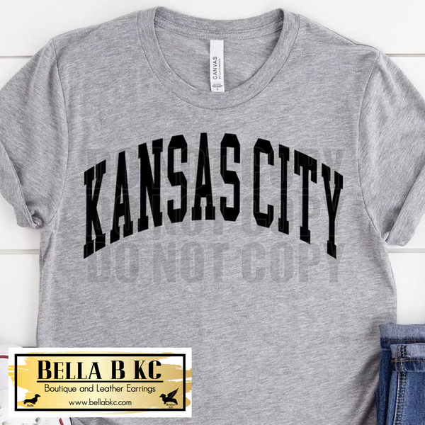 Kansas City Football Black Arched Athletic Font Tee or Sweatshirt