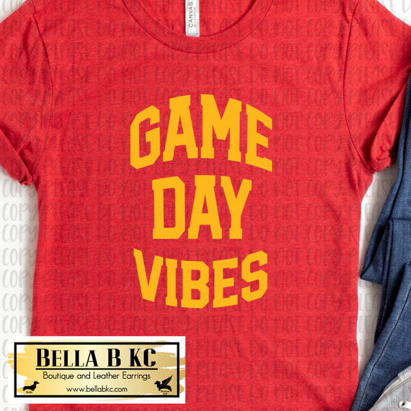 KC Football Game Day Vibes Block on Red Tee or Sweatshirt