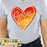 Kansas City Football Watercolor Heart Tee or Sweatshirt