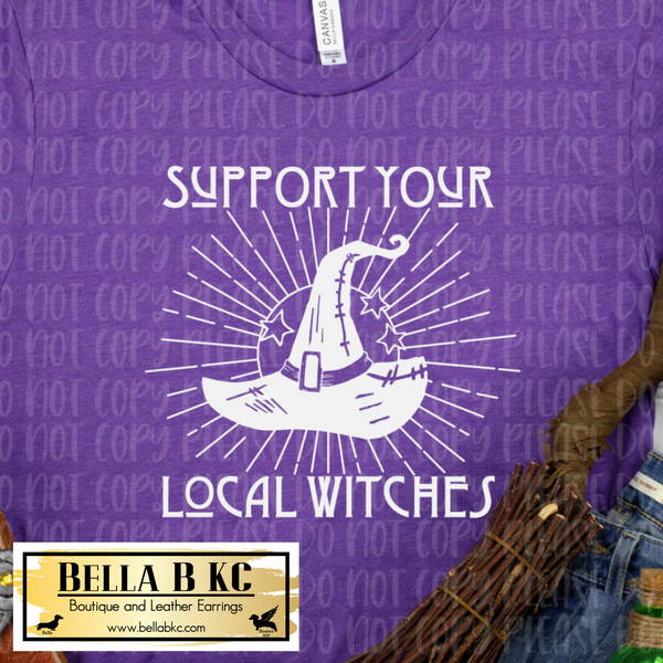 Halloween - Support Your Local Witches on Purple Tee