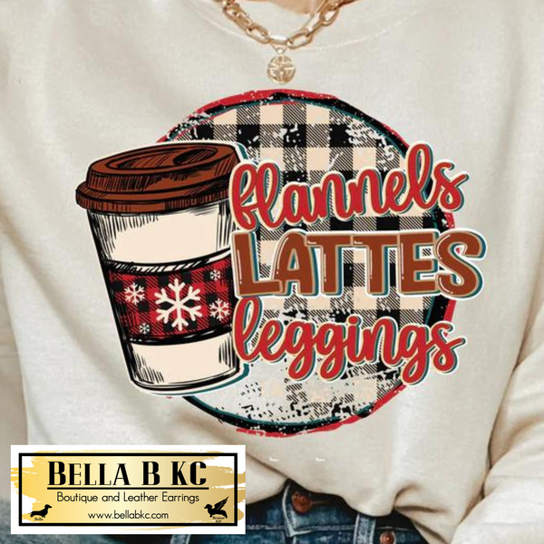 Christmas - Flannels Lattes Leggins Tee or Sweatshirt