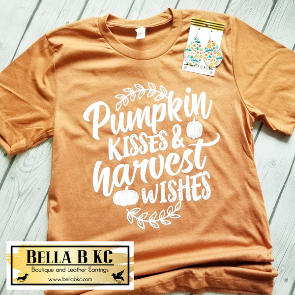 Pumpkin Kisses and Harvest Wishes on Autumn Tee