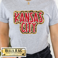 Kansas City Football Leopard Outlined Red Tee or Sweatshirt