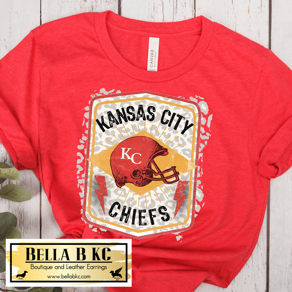 Kansas City Football Leopard Background Tee or Sweatshirt