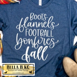 Fall - Boots Flannels Football Bonfires Fall on Tshirt