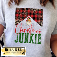 Christmas - Buffalo Plaid Christmas Junkie Santa Tee or Sweatshirt