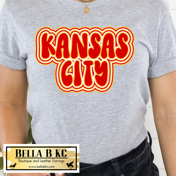 Kansas City Football Retro Bubbly Tee or Sweatshirt