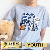 YOUTH KC Baseball Kansas City Doodle KC Fan Tee or Sweatshirt