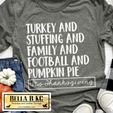 Fall - Turkey Stuffing Family Football Pumpkin Pie on Tshirt